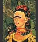 Frida Kahlo Wall Art - Self Portrait with Monkey